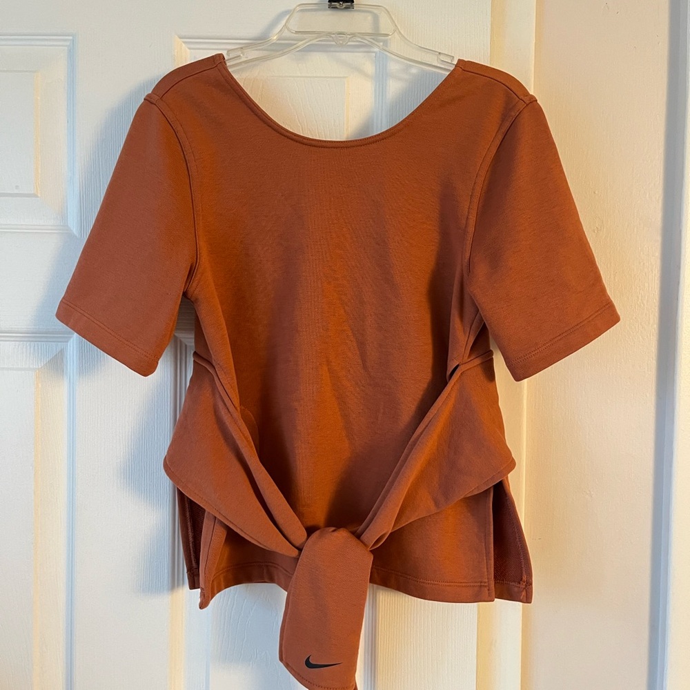 Nike brownish- Orange Tie Front Blouse with v-neck back